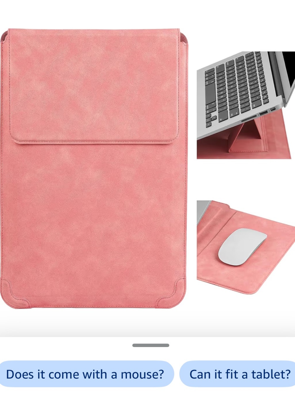 Pink 14-inch Tablet & Laptop Sleeve with Stand Feature
